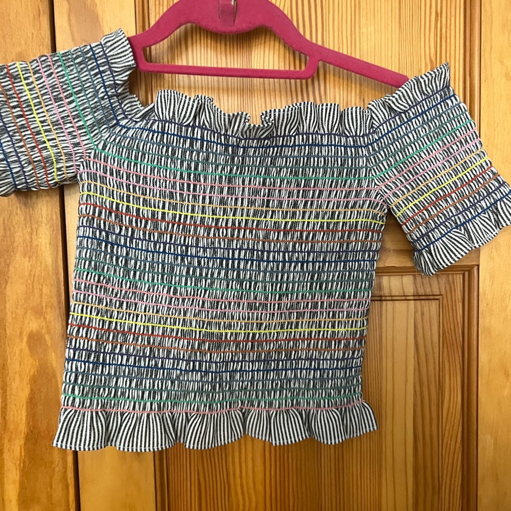 Off shoulder rainbow top